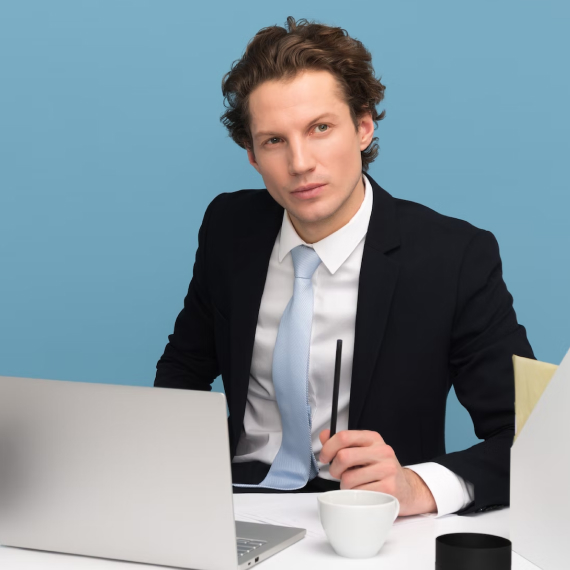 A lawyer working at his desk