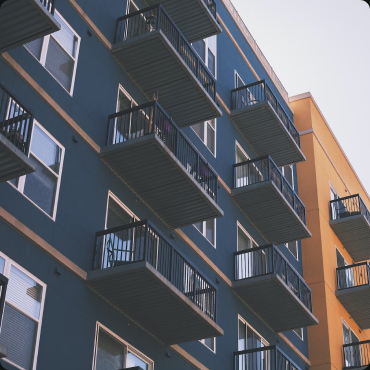 A modern apartment building with balconies