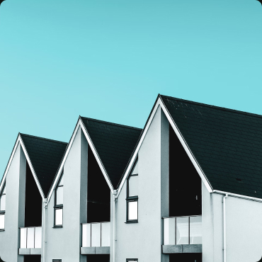 A row of modern townhouses